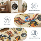 Baha Ranch Vintage Cowboy Collage Rug Runner Indoor 60" x 22" Made in America