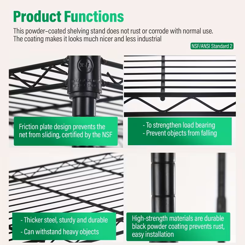 3/4/5/6/7/8 Tier Storage Shelves-Adjustable Wire Shelving Rack-Multi Sizes