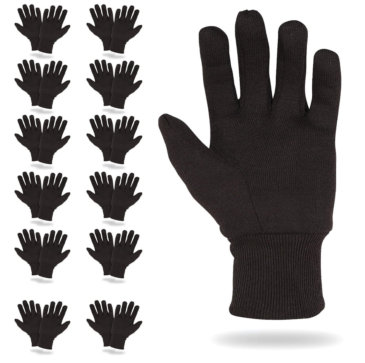 ABC PACK & SUPPLY Brown Jersey Gloves for Men and Women. Brown Jersey Work Gloves. Polyester and Cotton Garden Gloves