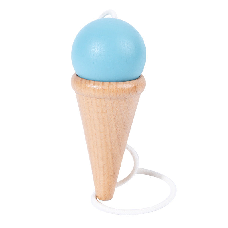 Hand eye coordination traditional toy wooden skill cup sensory integration training throwing and catching ball