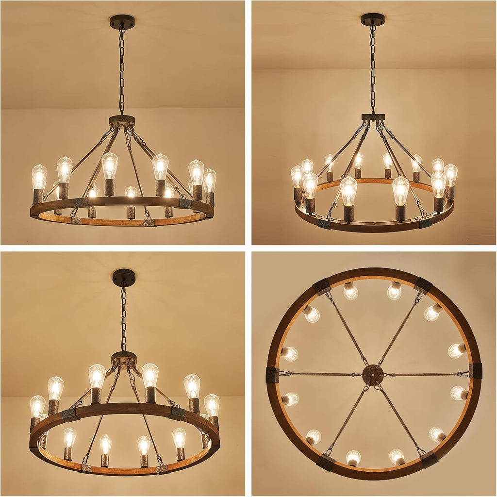 31" Farmhouse Wagon Wheel Chandelier