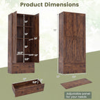 72 Inch Tall Kitchen Pantry Cabinet Farmhouse Wooden Cupboard with 2 Doors