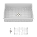 Apron-Front Reversible Single Bowl Kitchen Sink with Accessories - White — product image