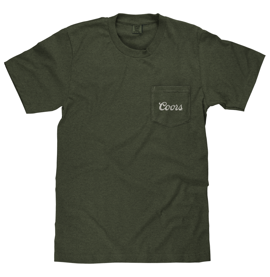 Tee Luv x Comfort Colors Faded Coors Rodeo Cowboy Left Chest Pocket T-Shirt - Moss Green — product image