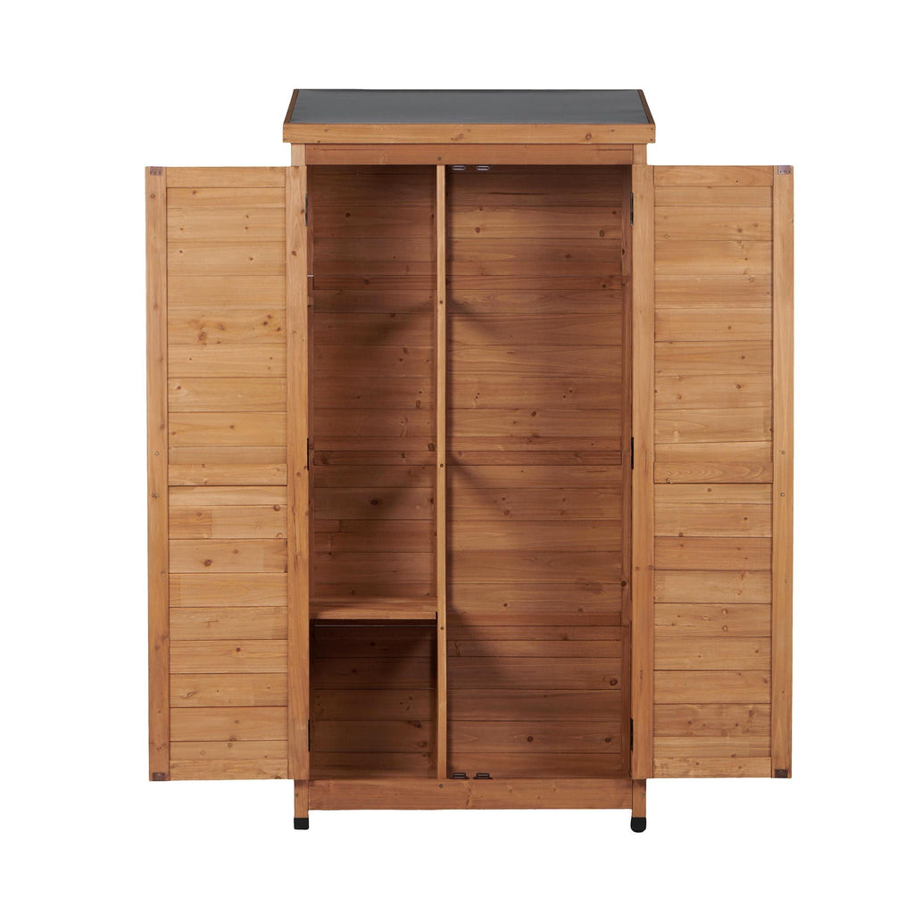 Outdoor Storage Shed with Vertical Tool Cabinet - Solid Wood, Dark Gray or Light Brown