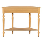 Farmhouse Half Moon Console Table with Drawer & Shelf - Rustic Finish