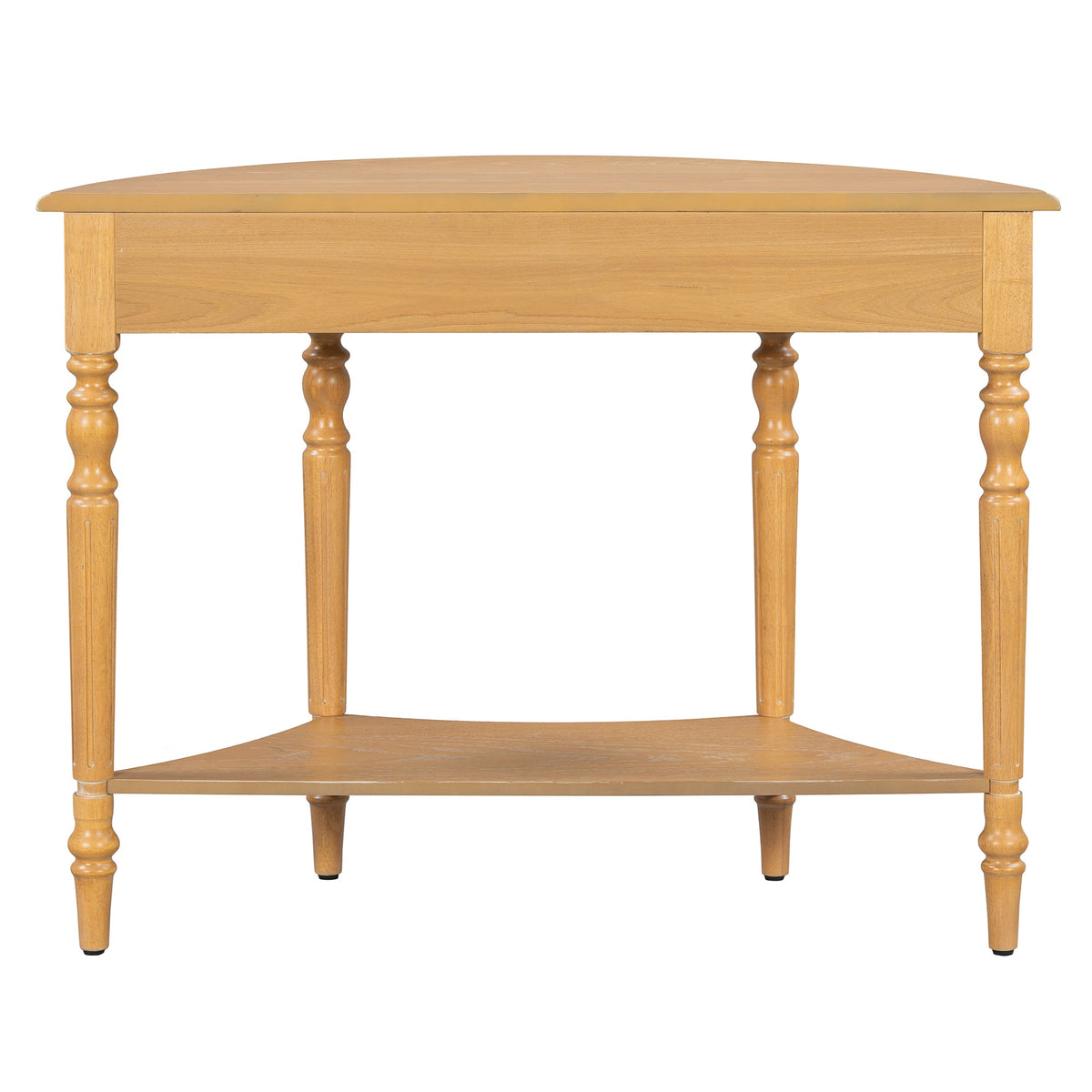 Farmhouse Half Moon Console Table with Drawer & Shelf - Rustic Finish