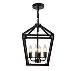 Farmhouse Lantern Chandelier 4-Light with Wrought Iron Accents - Matte Black
