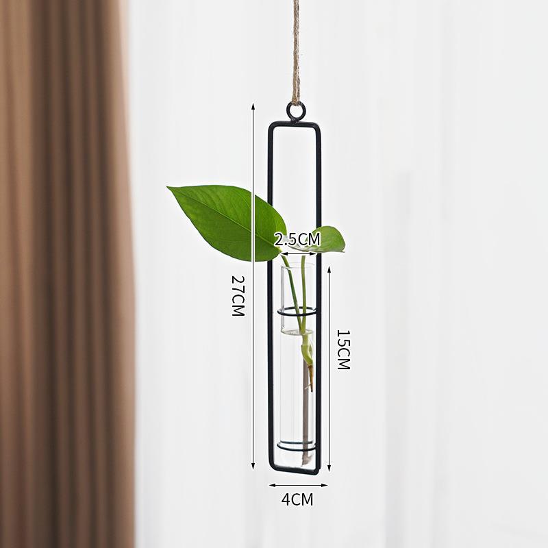 Scandinavian Glass Propagation Vase with Iron Frame