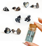 Custom Etched Propagation Stand + 3 Set Tiny Houseplant Earring Studs
