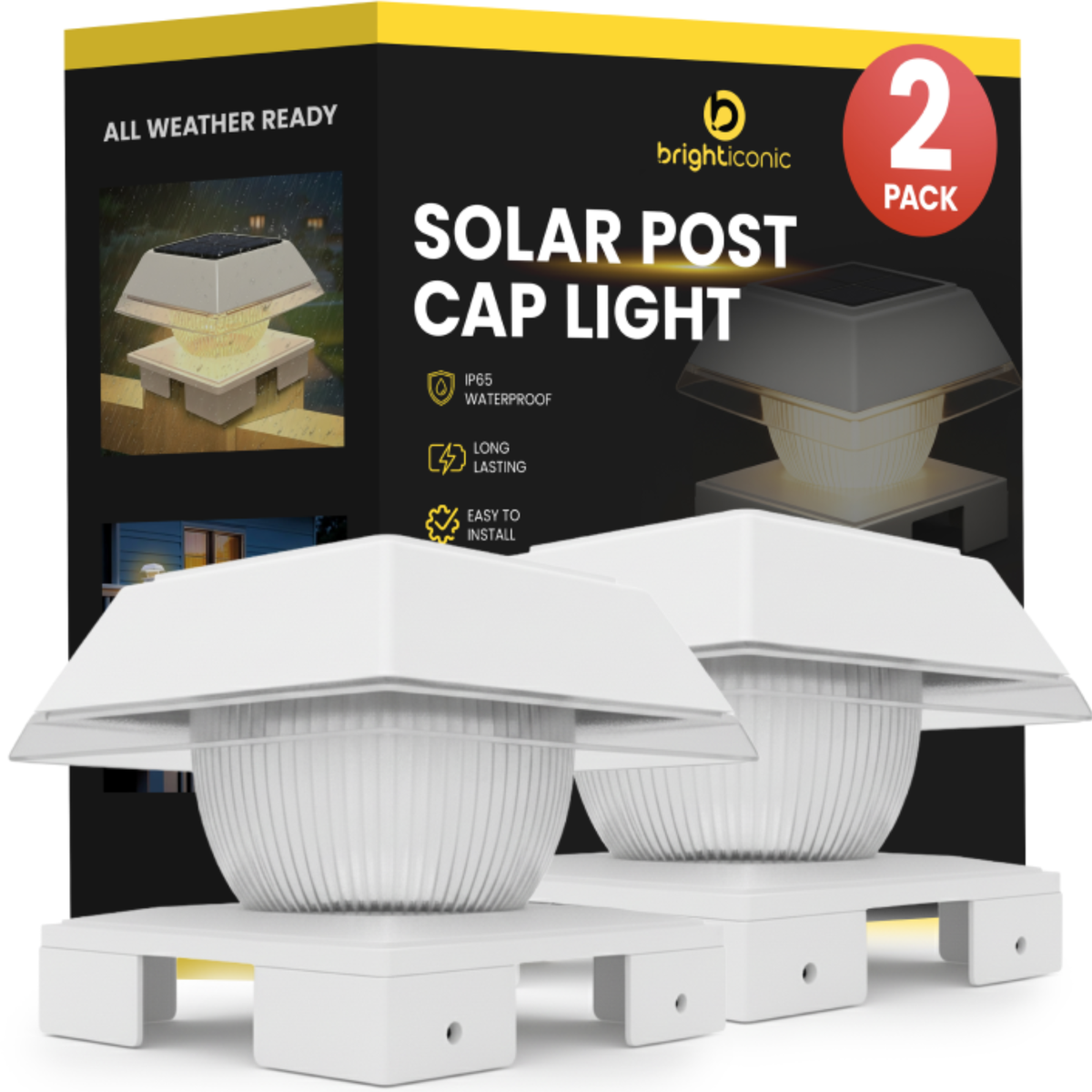 Solar Post Cap Lights Dual Mode ‎BICSGL-14 (2Pack) — product image