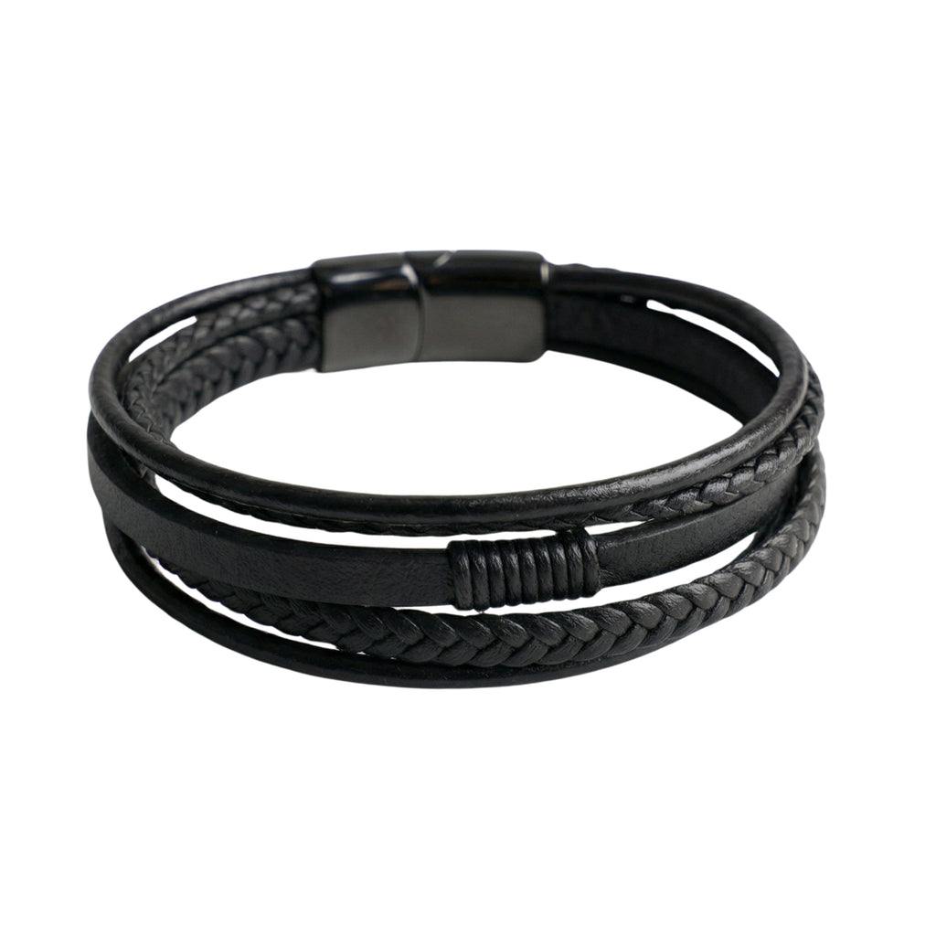 Premium Leather 5-Strap Pasadena Men's Wrap Bracelet