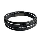 Premium Leather 5-Strap Pasadena Men's Wrap Bracelet
