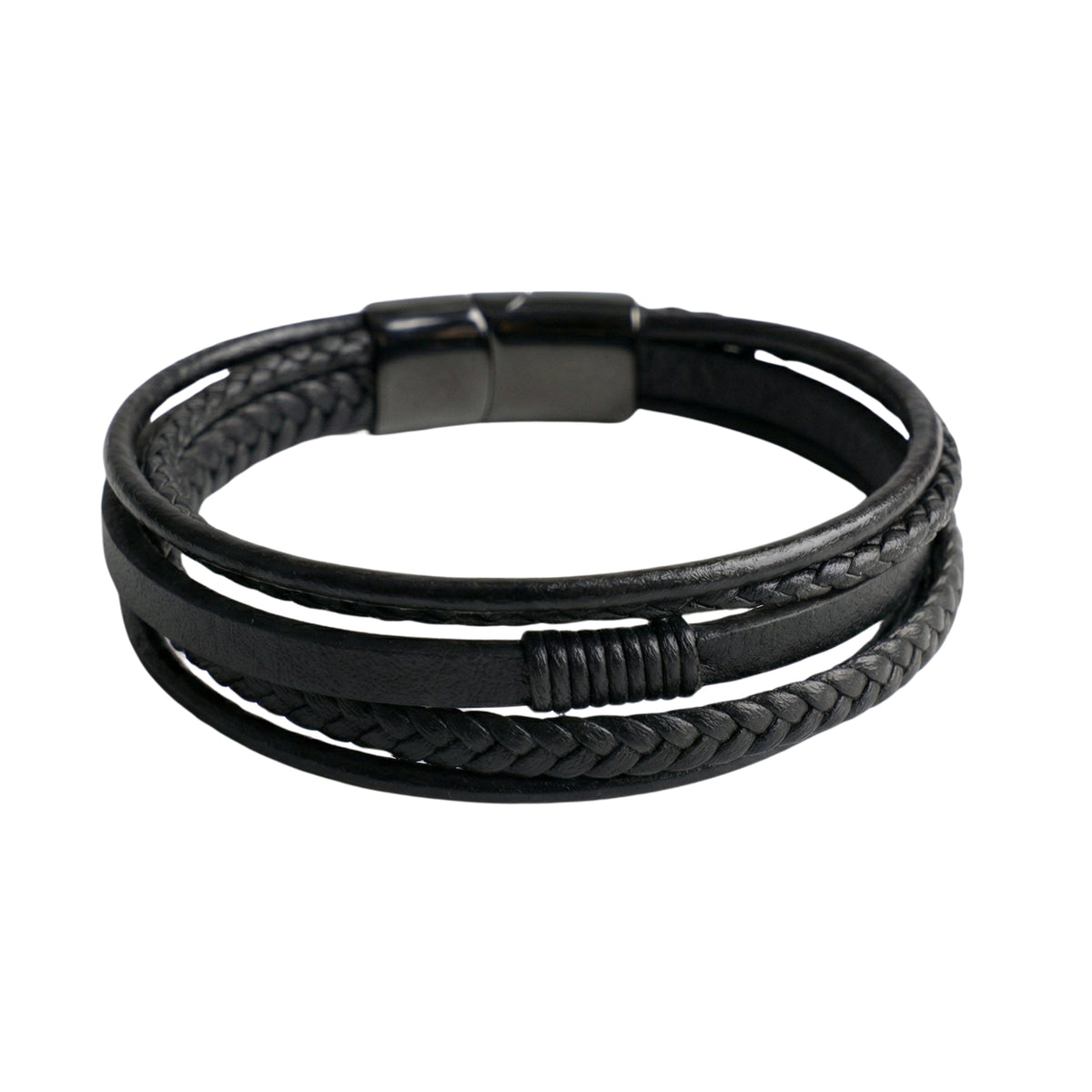 Premium Leather 5-Strap Pasadena Men's Wrap Bracelet