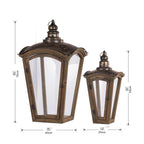 Coach House Lanterns Set of 2 with Fir Wood & Iron Construction - Brown
