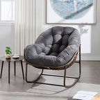 Outdoor Rattan Rocking Chair,Padded Cushion Rocker Recliner Chair Outdoor for Front Porch, Living Room, Patio, Garden, Grey — product image
