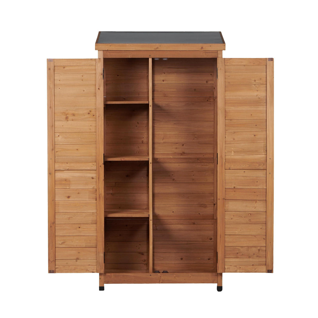 Outdoor Storage Shed with Vertical Tool Cabinet - Solid Wood, Dark Gray or Light Brown