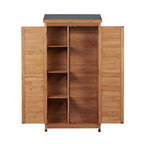 Outdoor Storage Shed with Vertical Tool Cabinet - Solid Wood, Dark Gray or Light Brown