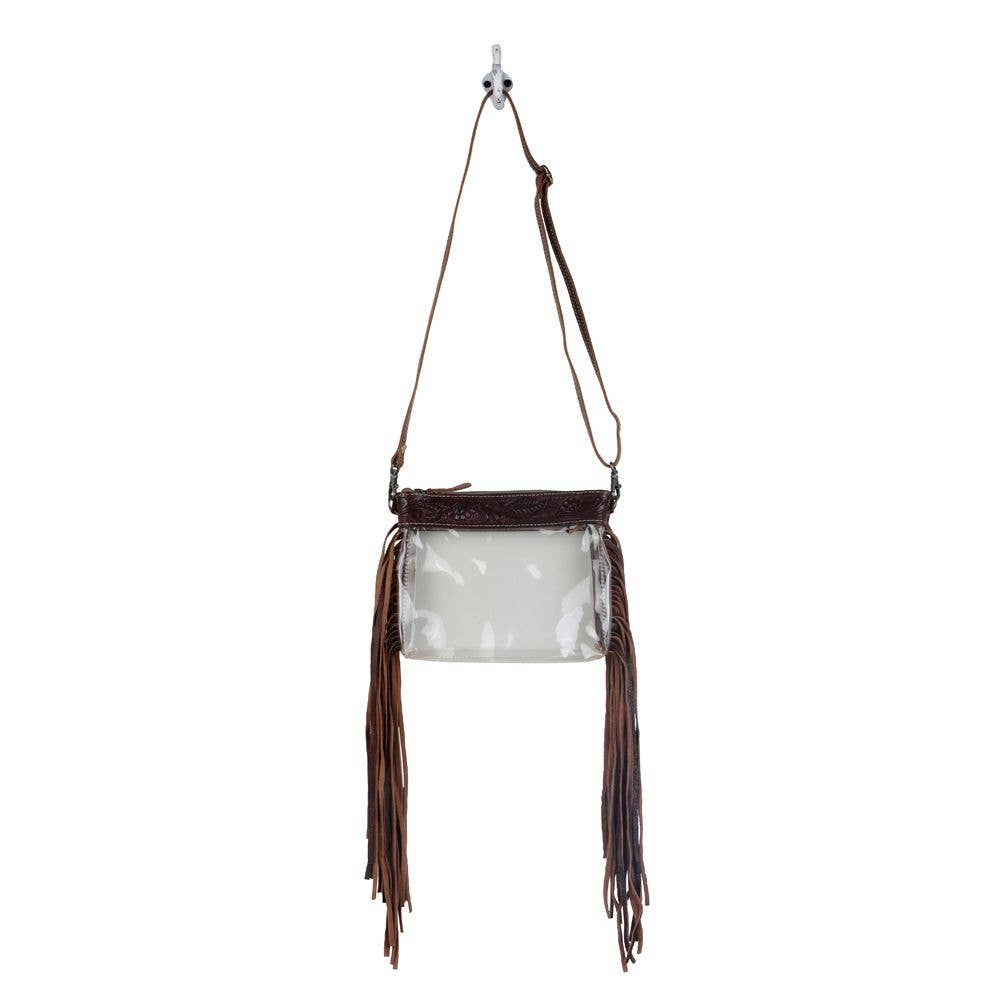 Nightlife Tooled Leather Clear Fringe Purse- Branding Iron Western Wear