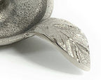 Vibhsa Taper Candlestick Holder Dish | Silver Finish, Leaf Handle, Handcrafted Aluminum