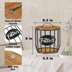 Rustic Acacia Coffee Filter Holder with Lid