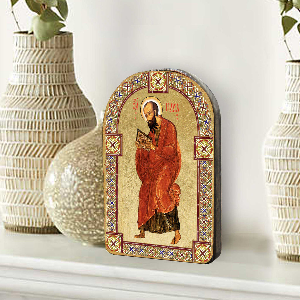 St. Paul Wooden Gold Plated Religious Christian Sacred Icon - Inspirational Icon Decor - 86035