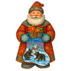 Handcrafted Wooden Santa Door Hanger with Gifts & Bears – Rustic Christmas Holiday Decoration for Front Door by G. DeBrekht - Christmas Santa Snowman Décor – 8652845H