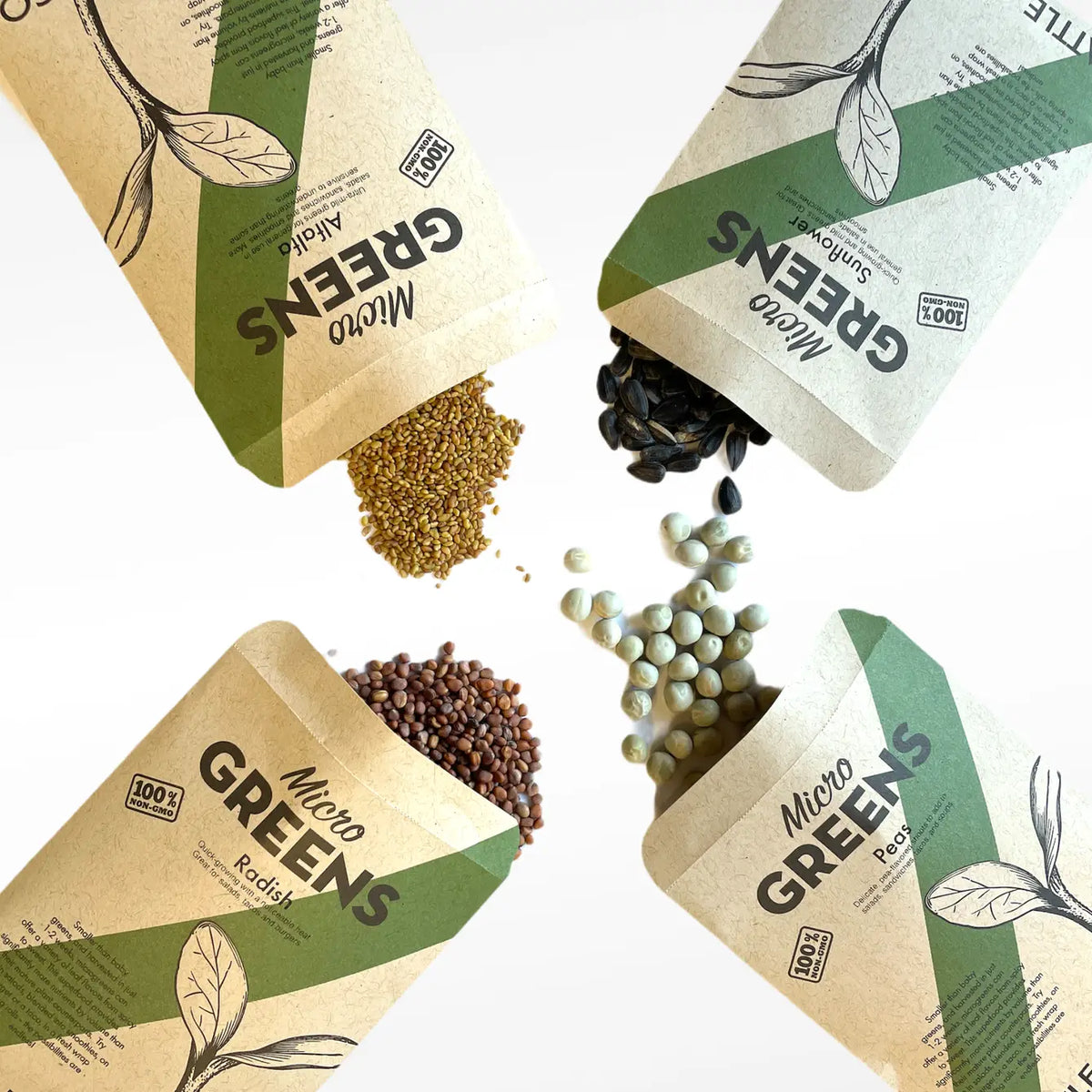 Non-GMO Microgreen Seed Sampler – 4 Varieties, Mild & Spicy