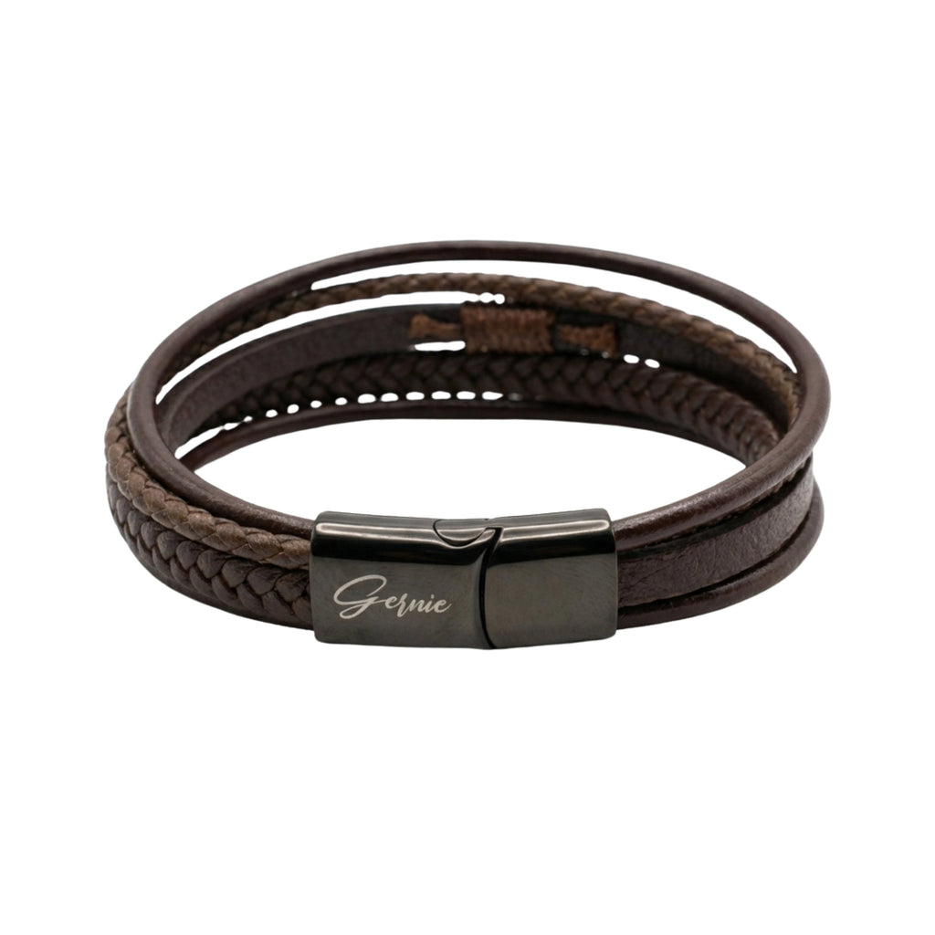 Premium Leather 5-Strap Pasadena Men's Wrap Bracelet — product image