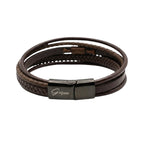 Premium Leather 5-Strap Pasadena Men's Wrap Bracelet — product image