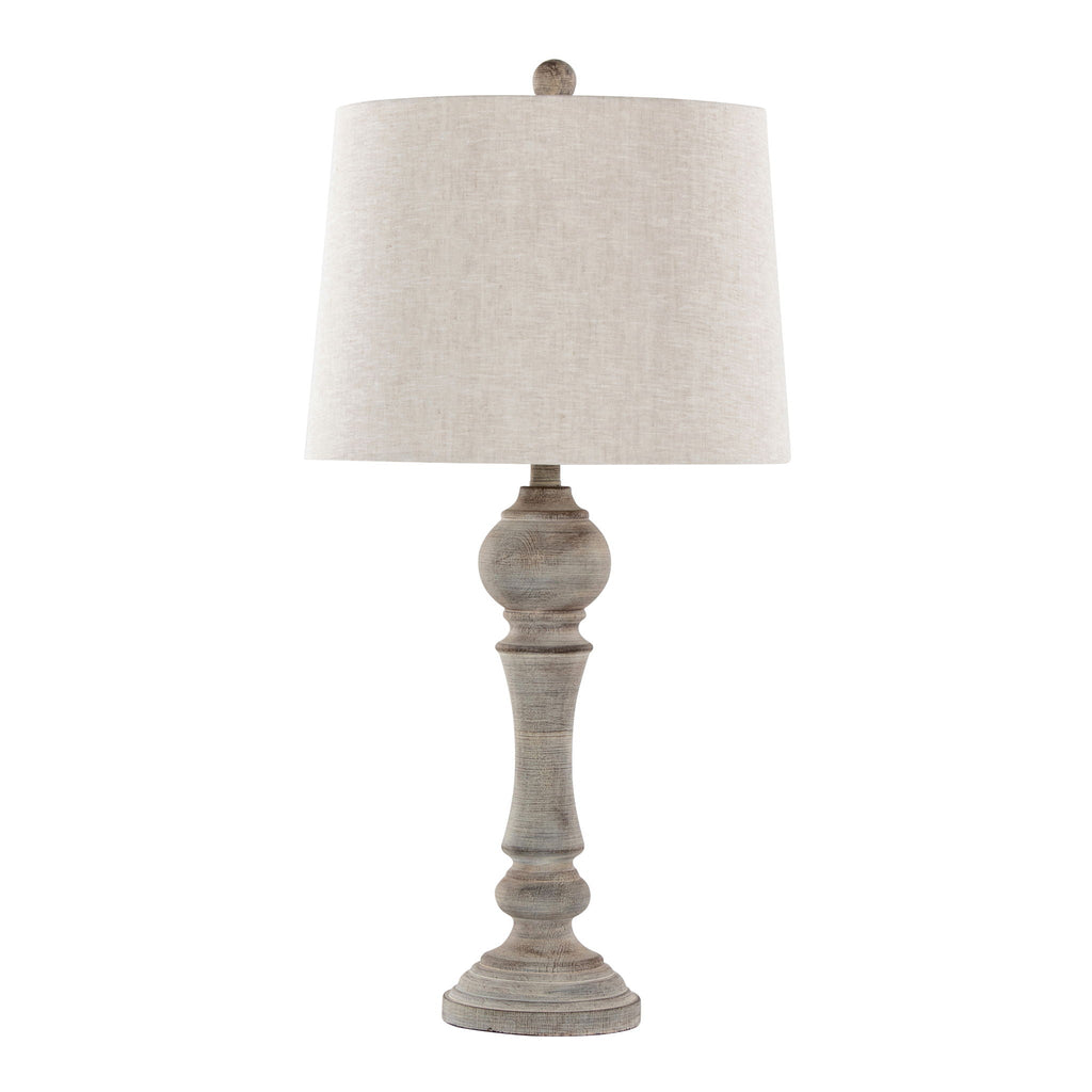 Farmhouse Poly Table Lamp Set with Spindle Base - Gray or White