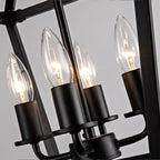 Farmhouse Lantern Chandelier 4-Light with Wrought Iron Accents - Matte Black