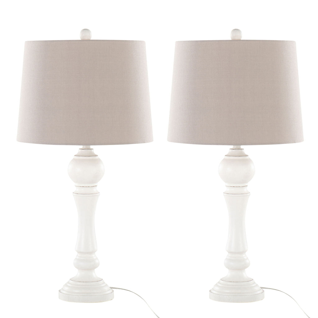 Farmhouse Poly Table Lamp Set with Spindle Base - Gray or White