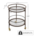 Modern Coffee Kitchen Cart with Tempered Glass Shelves - Coffee Brown