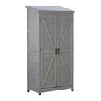 Outdoor Storage Shed with Vertical Tool Cabinet - Solid Wood, Dark Gray or Light Brown — product image