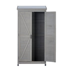 Outdoor Storage Shed with Vertical Tool Cabinet - Solid Wood, Dark Gray or Light Brown