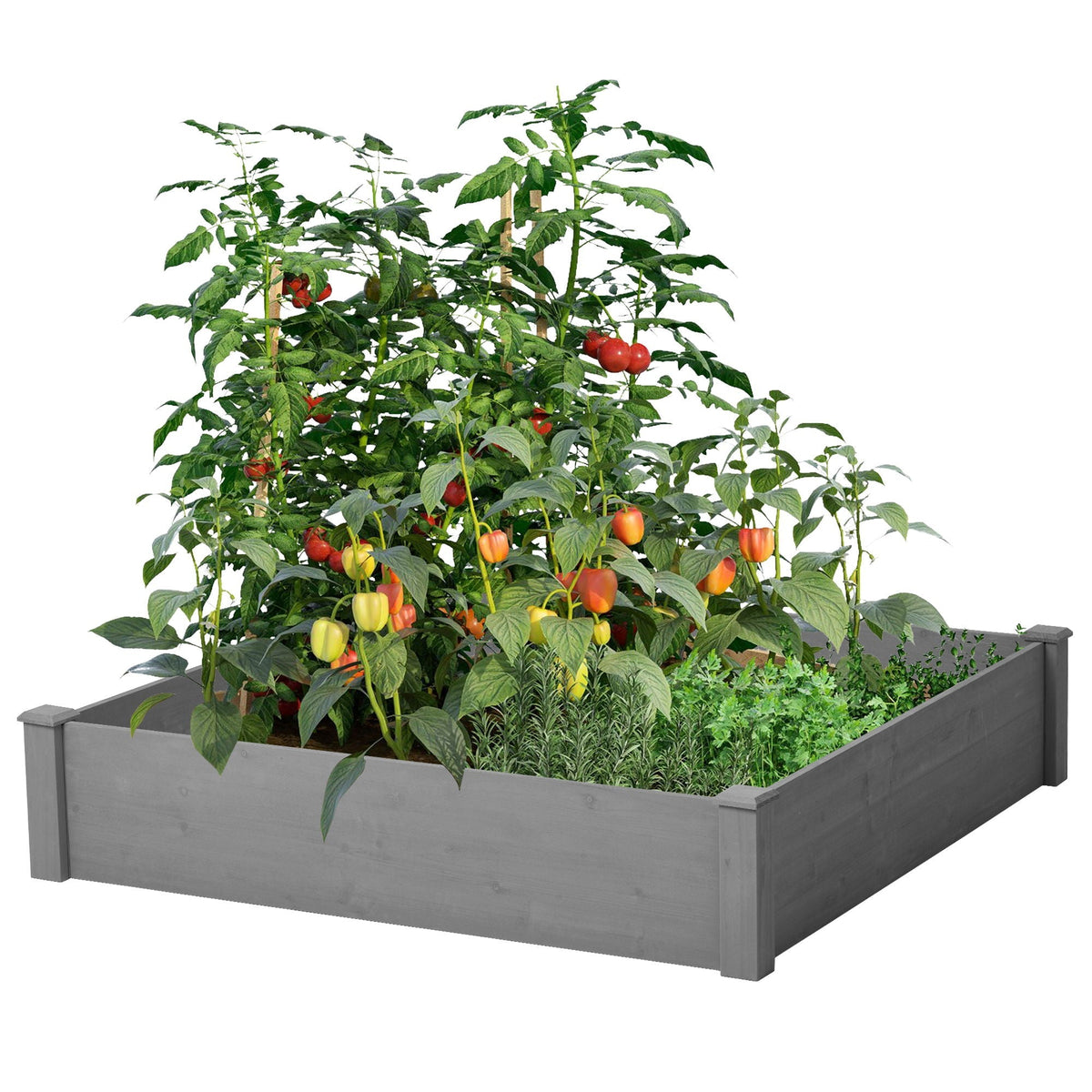 Outdoor Raised Garden Bed Planter with Tool-Free Assembly - Dark Gray