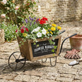Farmhouse Wheelbarrow Planter with Flower Market Sign - Wood & Iron