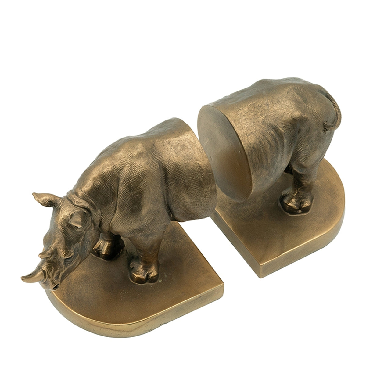 Rhino Bronze Bookends Set of 2 with Vintage-Modern Style - Bronze