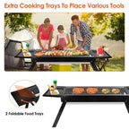 Foldable Charcoal BBQ Grill with Shelf Stainless Steel Grill Net Easy Setup Portable Tabletop Barbecue Grill for Camping Picnic Outdoor Party Backyard