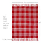 Eston Red White Plaid Woven Throw 50x60