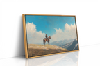 Lone Cowboy on Horseback – Western Mountain Landscape Wall Art Print