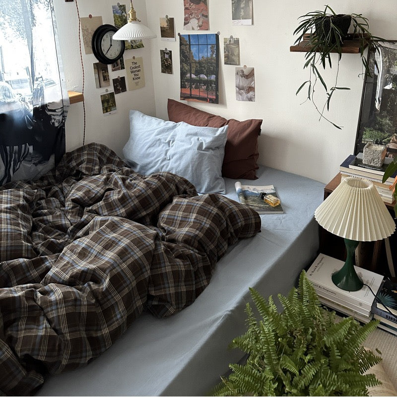Preppy Plaid Brown Bedding Set
