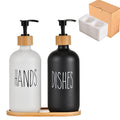 Glass 500ml Boston hand soap pump black and white split bottle wooden cap soap dispenser shampoo bottle — product image