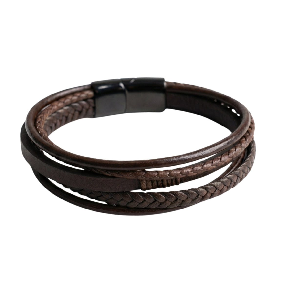 Premium Leather 5-Strap Pasadena Men's Wrap Bracelet