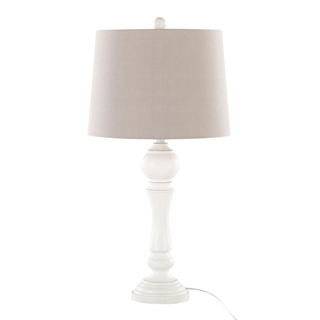Farmhouse Poly Table Lamp Set with Spindle Base - Gray or White