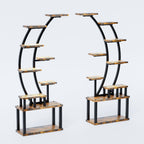 9 Tiered Indoor Plant Stand with 5 Adjustable Grow Lights - Light Brown