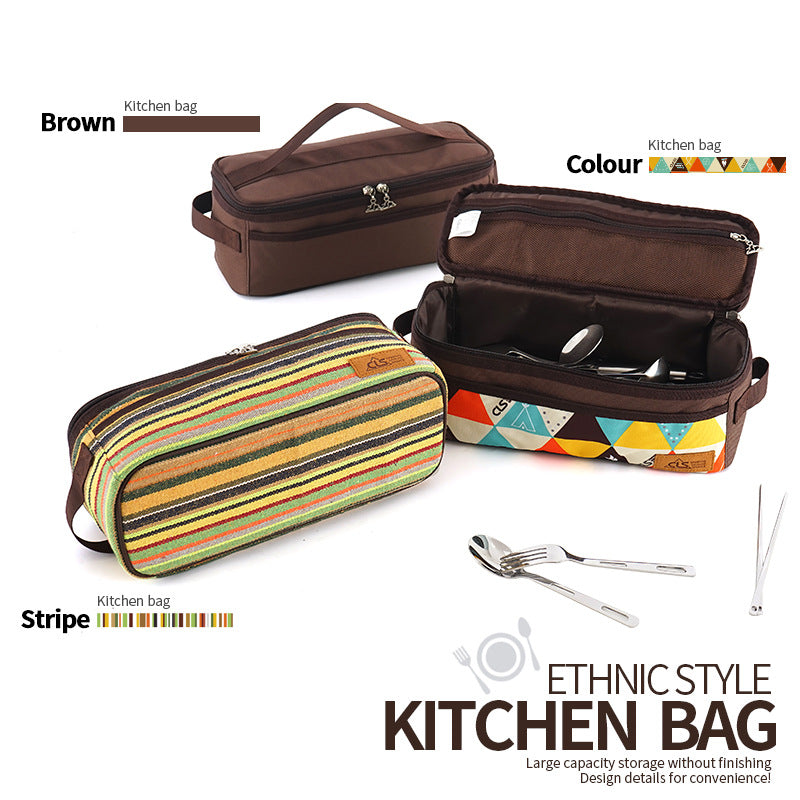 Outdoor Camping Cookware Storage Bag Camping Barbecue Tableware Storage Bag Self-Driving Travel Cosmetic Bag Portable Wash Bag