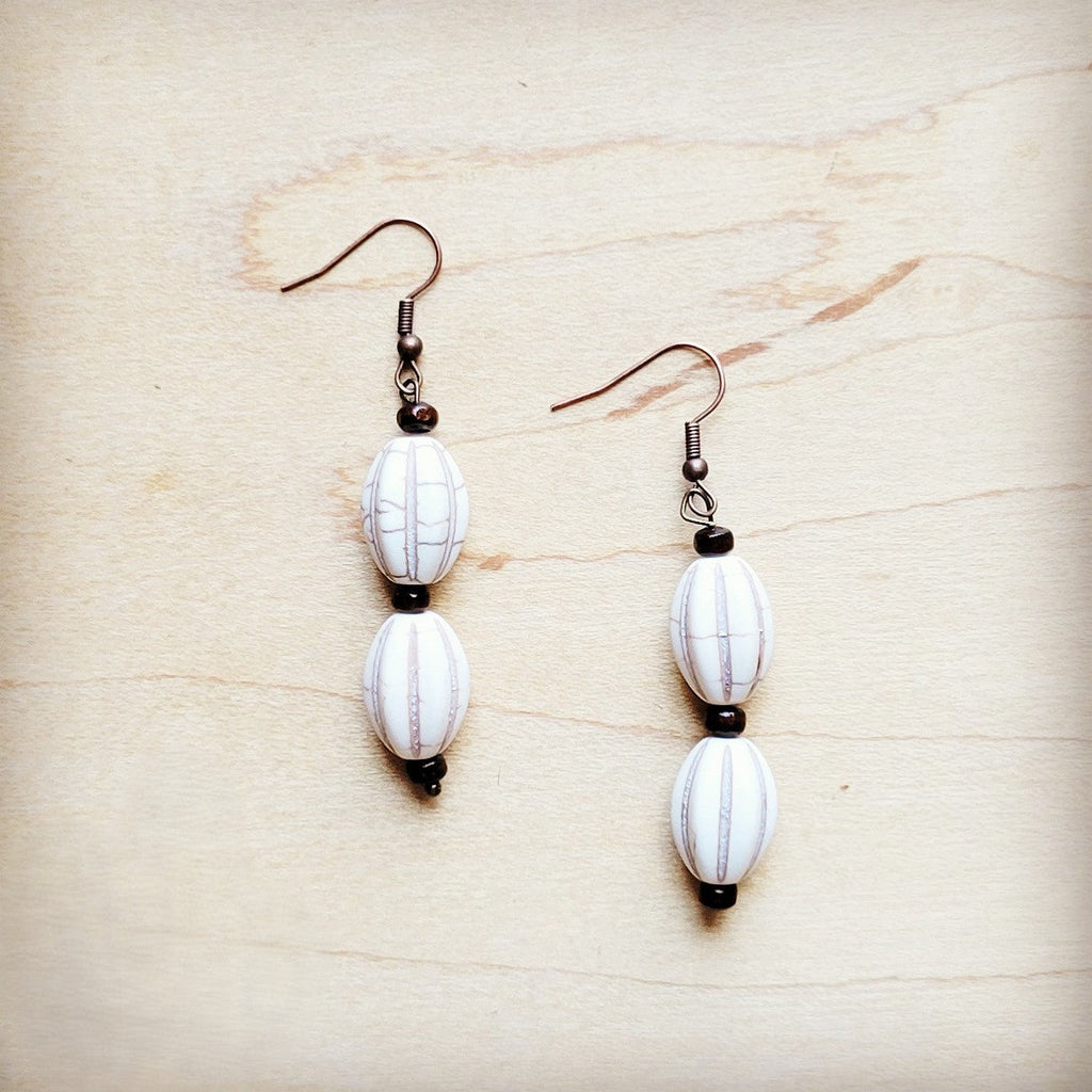 **White Turquoise Melon Bead Earrings 220y — product image