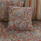 Lara Paisley Vintage Rustic Bronze Country Fall Floral Copper Cotton Reversible Quilt Bedding Set